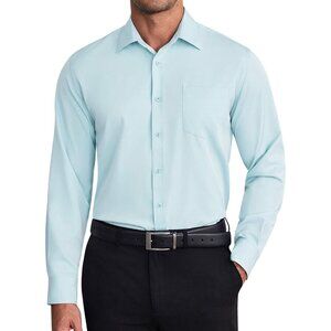 Men's Light Blue Long Sleeve Button Dress Shirts Formal Business Imported Shirts